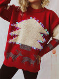 Handmade Sequined Christmas Tree Deer Jacquard Thickened Pullover