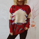 Handmade Sequined Christmas Tree Deer Jacquard Thickened Pullover