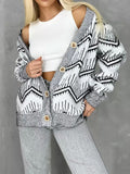 Women's Water Ripple Contrast Color Single Breasted Cardigan Sweater