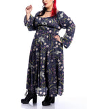 Purple Wonderland Fern Print Plus Size Chiffon Dress