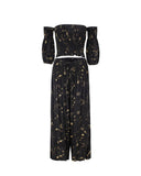 Golden Starry Sky Printed Two-Piece Set