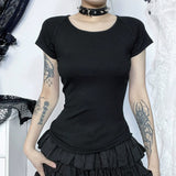 Desperate Angel Print Dark Witch Style Hollow Back T-shirt