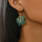 Acrylic Lucky Glitter Clover Shamrock Creative Earrings