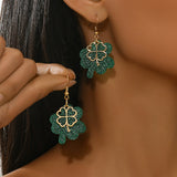 Acrylic Lucky Glitter Clover Shamrock Creative Earrings