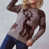 Christmas Elks Pattern Jacquard Pullover Sweater