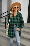 Green Checkered Casual Button-Down Shirt