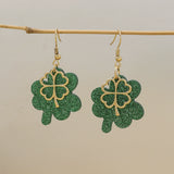 Acrylic Lucky Glitter Clover Shamrock Creative Earrings