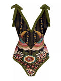 Tropical Colorful Toucans Printed One Piece & Mesh Skirt