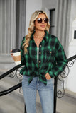 Green Checkered Casual Button-Down Shirt