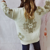 Christmas Snowflake Pattern Jacquard Pullover Sweater