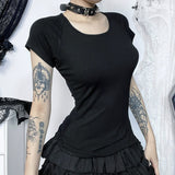 Desperate Angel Print Dark Witch Style Hollow Back T-shirt