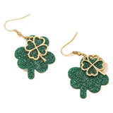 Acrylic Lucky Glitter Clover Shamrock Creative Earrings