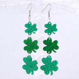 Acrylic lucky glitter shamrock clover creative earrings