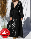 Mysterious Snake With Moon Printed Maxi Dress