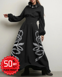 Snake Medusa Death Skull Printed High Collar Long Sleeve Dress