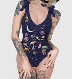 Mushrooms Moonnight Printed Halter One Piece