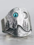 Tribal Primeval Forest Midnight Legend Engraved Ring