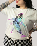 Multicolour Whale Elf Pattern  Print Plus Size T-shirt