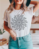 Mandala Wild Flowers Print T-shirt