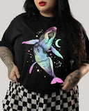 Multicolour Whale Elf Pattern  Print Plus Size T-shirt