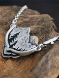 Tribal Primeval Forest Midnight Legend Engraved Necklace