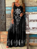 Tribal Retro Viking Birds Ethnic Graphics Maxi Dress