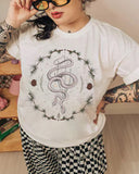 Mystical Two-Headed Snake And Fern Print Casual  Plus Size T-shirt