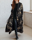 Ancient Solar Deer Galaxy Printed Hoodie Cardigan Dress