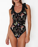 Mysterious Mushroom Paradise Print Halter One Piece