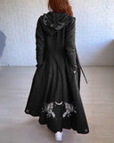 Mystic Luna Crows Hexagrams Printed Hoodie Cardigan Dress