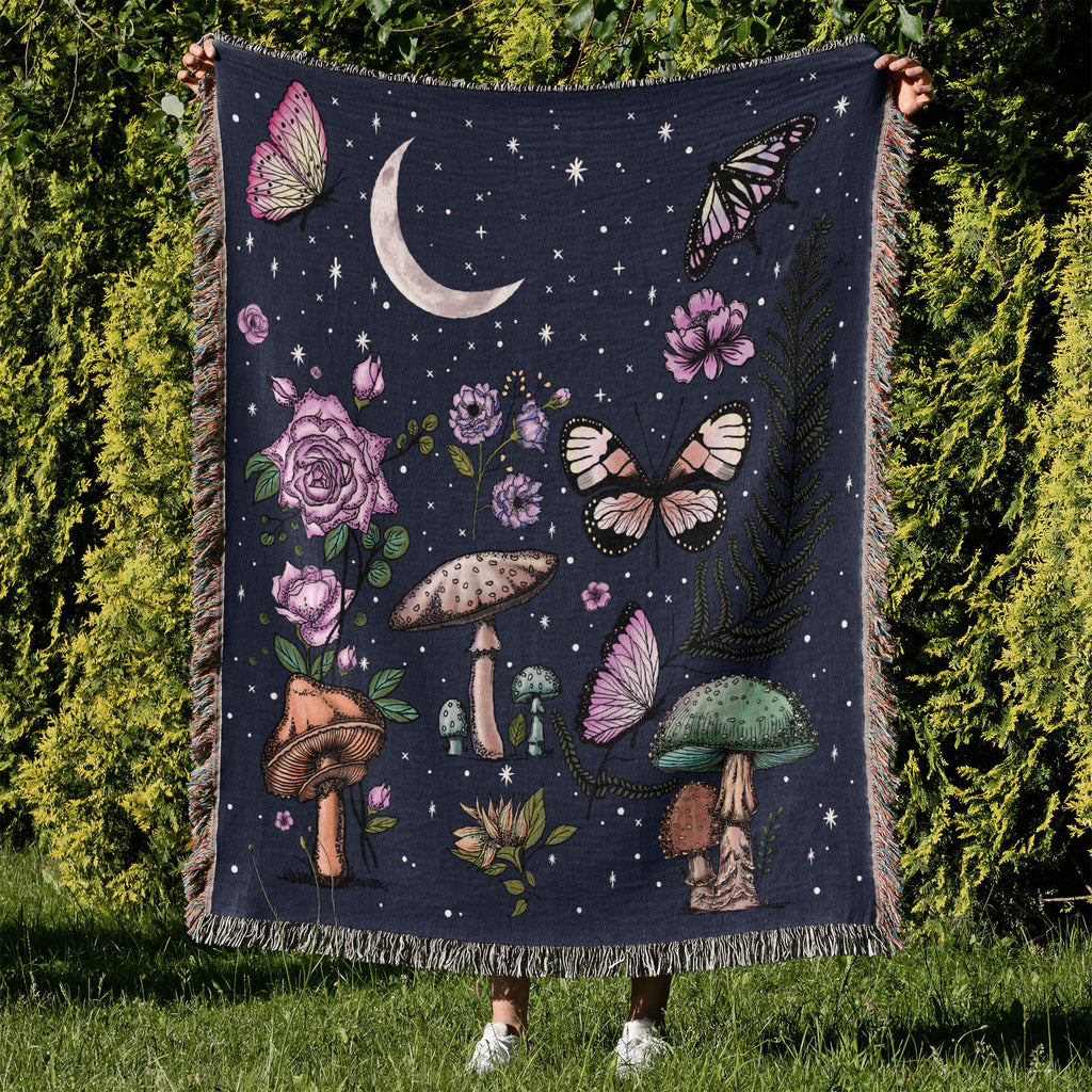 Mushrooms Moonnight Printed Blanket – coramoon